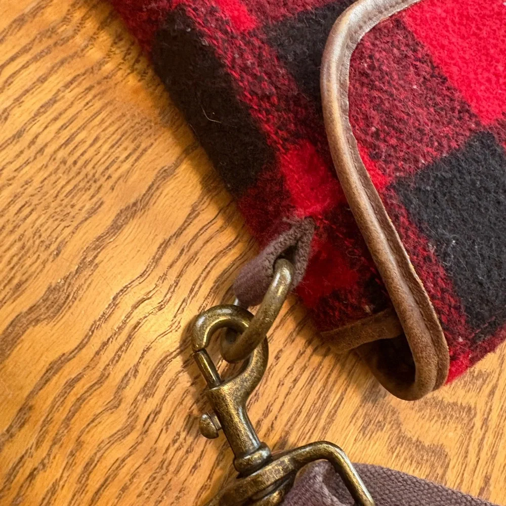 J. Crew Men’s Red Black Buffalo Plaid Messenger Bag Computer Bag